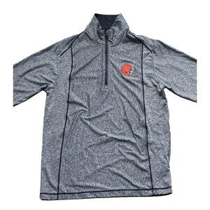 Cleveland Browns Pullover Shirt Mens Medium Gray Quarter Zip Long Sleeve Antigua